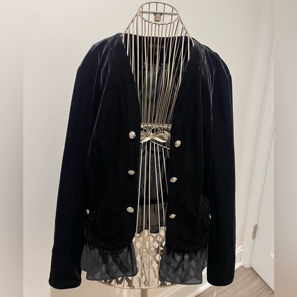 INC International Concepts Velvet Black Blazer with Silver Accents